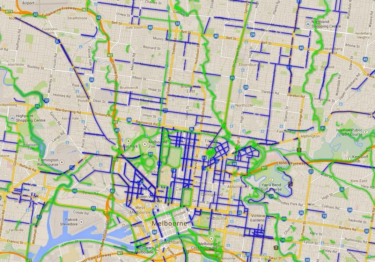 bisiklet yolları Melbourne Haritayı göster