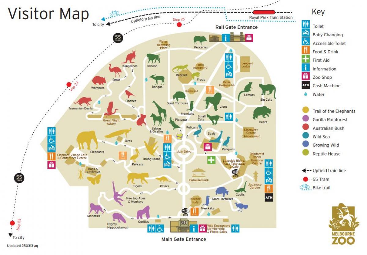 Melbourne Hayvanat Bahçesi haritası