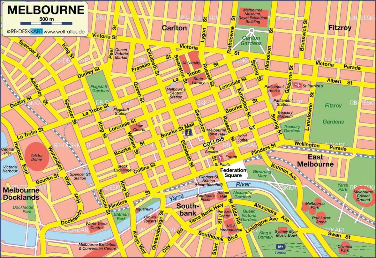 harita Melbourne şehir