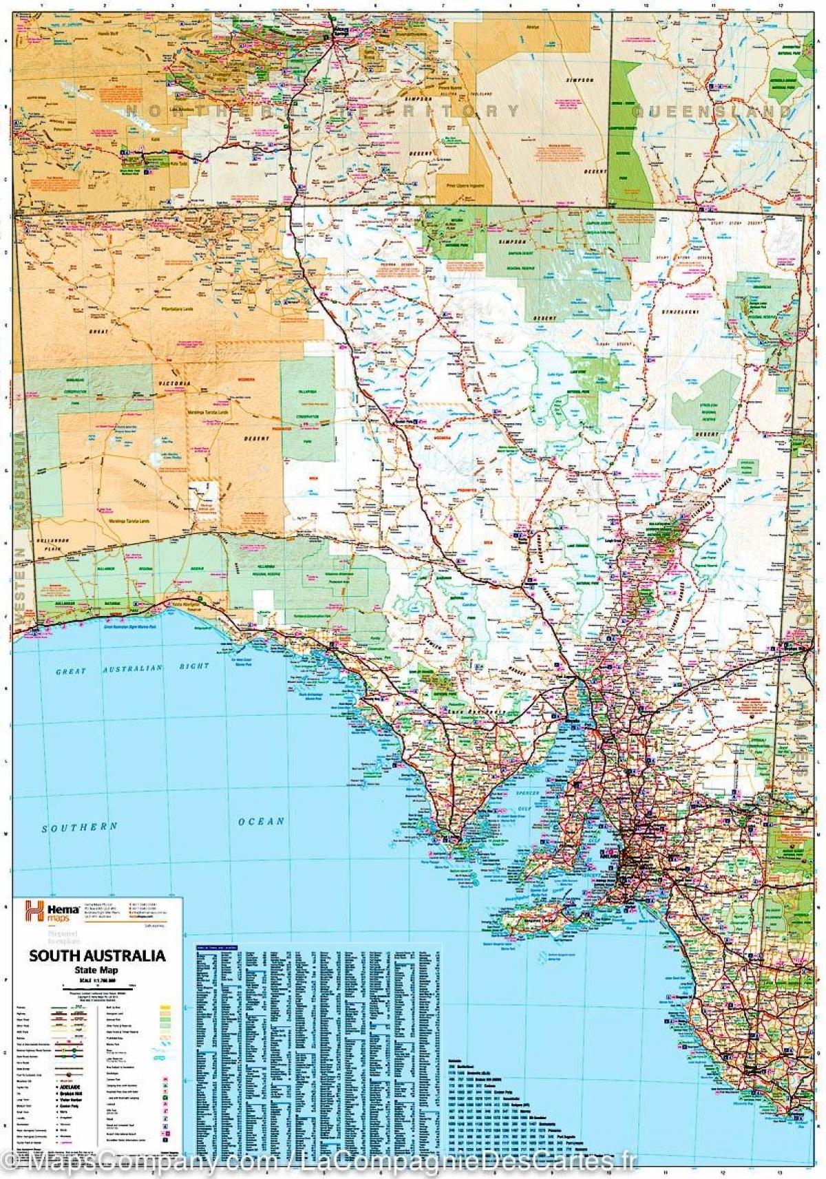 Güney Avustralya harita