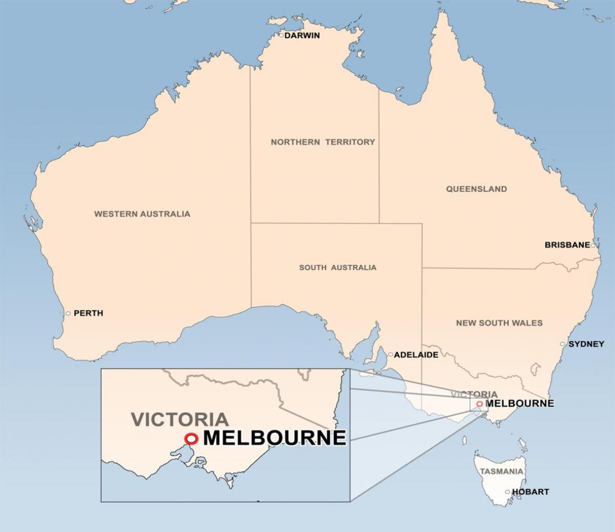 Melbourne, Avustralya harita