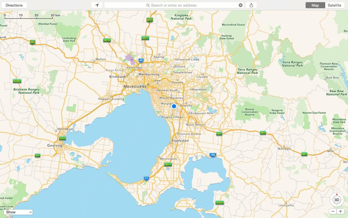 Melbourne haritası ve banliyöleri