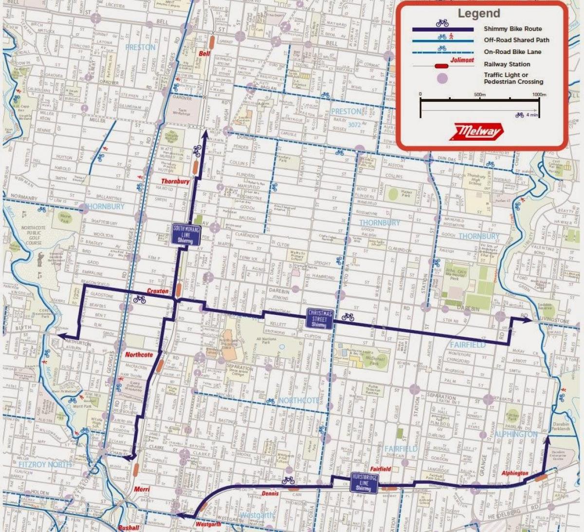Melbourne bike share haritası