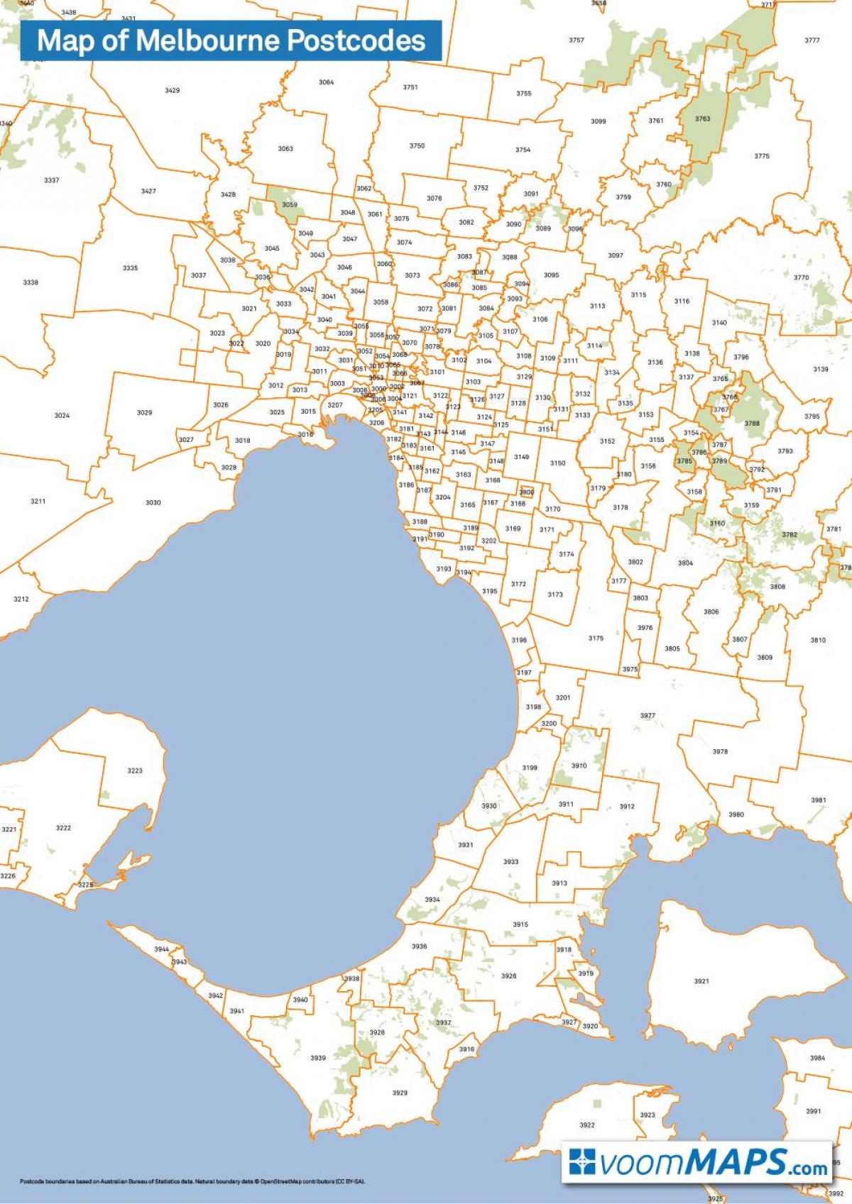 Melbourne posta kodları haritası