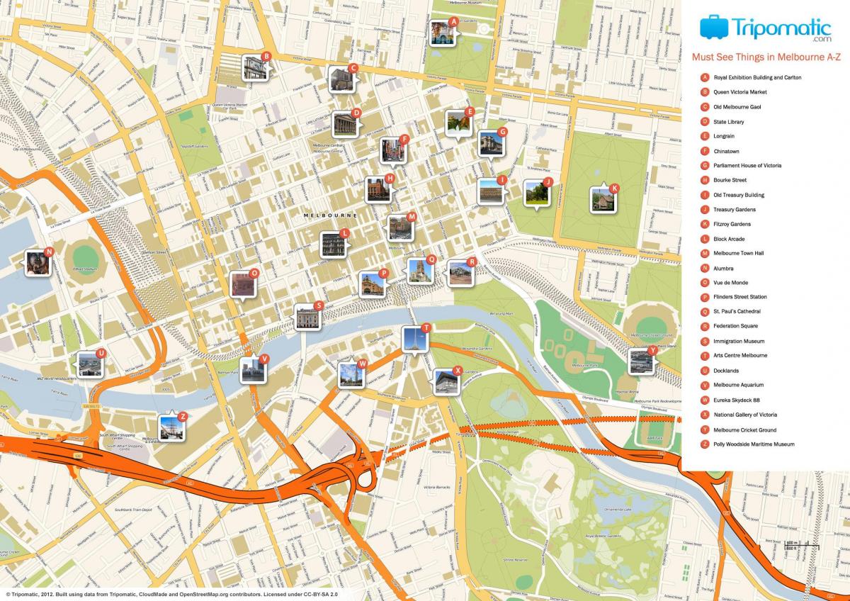 Melbourne turizm harita