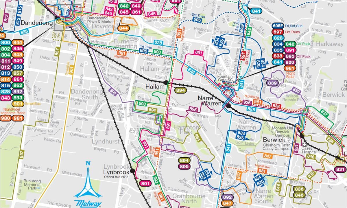 Melbourne otobüs güzergahları harita