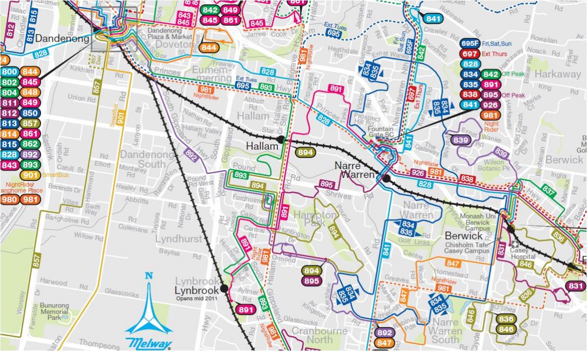 Melbourne otobüs güzergahları harita