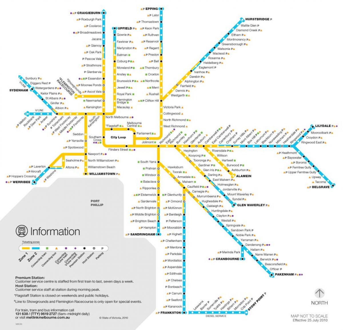 tren hattı haritası Melbourne