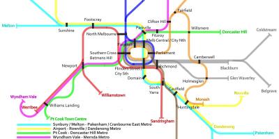 Metro tren haritası Melbourne