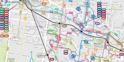 Melbourne otobüs güzergahları harita